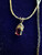 Vintage Gold Plated Amethyst Berry Leaf Petite Cute Dainty Necklace 17.5”