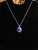 Vintage Sterling Blue Cats-Eye Bali Oval Pendant Necklace 18”