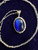 Vintage Sterling Blue Cats-Eye Bali Oval Pendant Necklace 18”