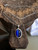 Vintage Sterling Blue Cats-Eye Bali Oval Pendant Necklace 18”