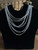 Vintage 1970’s Trifari Disco Silver Plated 3 Strand Body Chain Necklace 55”