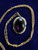 Antique Deco  Amethyst Paste Bead Pendant Gold Plated Necklace 18”