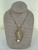 Vintage MCM GP Quartz Pearl Leaf Pin Pendant Necklace 17.5"