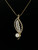 Vintage MCM GP Quartz Pearl Leaf Pin Pendant Necklace 17.5"