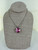 Vintage Sterling Silver Large Pink Square Cut CZ Stone Pendant Necklace 24”