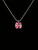 Vintage Sterling Silver Large Pink Square Cut CZ Stone Pendant Necklace 24”
