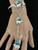 Vintage Rare Sterling Jerry Cowboy Navajo Turquoise MOP Bear Slave Cuff Bracelet