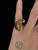 Vintage MCM 18k HGE Oval Cats-Eye Tiger’s Eye Swirl Ring Sz 5.5