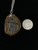 Vintage Silver Hebrew Mazel Luck Agate Slice Pendant Necklace 24”