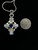 Vintage Sterling Blue Spinel & Moonstone Cross Necklace 18”