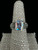 Vintage Sterling Silver Aurora Borealis Iridescent Glass Marcasite Ring Sz 8
