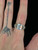 Vintage Sterling Silver Aurora Borealis Iridescent Glass Marcasite Ring Sz 8