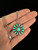 Vintage Sterling Silver Zuni Petit Point Turquoise Sunflower Pendant Necklace 16”