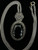 Vintage Sterling Silver Large Oval Black Onyx Marcasite Pendant Necklace 18.5”