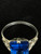 Antique Art Deco Sterling Silver Blue Sapphire Paste Ring Sz 9.5