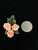 Vintage 18k Gold Coral Rose Floral Jade Leaf Brooch/Pin 1 7/8"