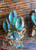 Vintage Mid Century Juliana Aqua Marquise AB Paste Rhinestone Clip on Earrings