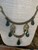 Vintage Rare Bloodstone Drops Brass Boho Sun Face Necklace 70's Rope Turned  18"