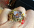 Vintage Handmade Sterling Gold Enamel Ladybug Bumblebee Garden Adjust Ring
