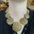 Vintage Runway Designer Gold Plated Filigree Scroll Disc Cage Pearl Necklace 19”