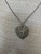 Vintage Sterling French Design Marcasite Reticulated Heart Pendant Necklace 20"