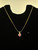 Vintage 14k Gold Earth Mined Ruby White Sapphire Halo Dainty Pendant Necklace 18”