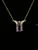 Vintage 14k Gold Pear Cut Amethyst Diamond Wing Pendant Necklace 16.5”