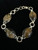 Vintage 14k Gold Filled Cats Eye Tigers Eye Scarab Link Adjust Bracelet 8”