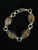 Vintage 14k Gold Filled Cats Eye Tigers Eye Scarab Link Adjust Bracelet 8”