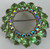 Vintage Juliana Wreath Pin Mid Century Pear Shaped Green Crystals Aurora Borealis