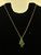 Vintage 9kt Gold Green Enamel Ireland Country Charm Pendant Necklace 18”