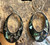 Vintage Mexico Abalone Mosaic on Black  Alpaca Big 2.5"Tear Drop Earrings