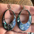 Vintage Mexico Abalone Mosaic on Black  Alpaca Big 2.5"Tear Drop Earrings