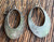 Vintage Mexico Abalone Mosaic on Black  Alpaca Big 2.5"Tear Drop Earrings