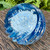 Vintage Art Glass Paperweight American Signed ‘98 Blue & White Swirled Bubbles
