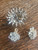 Vintage Schreiner Attrib Clear Crystal Snowflake Stacked Pin & Earrings Set 2.62