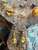 Vintage  Murano Glass Gold Flecks Crystal Bead Necklace Wire Earrings Set Pretty!