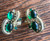 Vintage Jelly Belly Kelly Green Cabochon Gold Plated 1950s Clip On Earrings 1.25