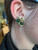 Vintage Jelly Belly Kelly Green Cabochon Gold Plated 1950s Clip On Earrings 1.25