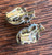 Vintage Jelly Belly Kelly Green Cabochon Gold Plated 1950s Clip On Earrings 1.25