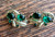 Vintage Jelly Belly Kelly Green Cabochon Gold Plated 1950s Clip On Earrings 1.25