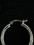 Vintage Sterling Silver Diamond Cut Lined Pattern Hoop Earrings 1”