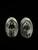Vintage Navajo Sterling Oval Black Onyx Clip On Earrings 1”