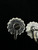 Antique Art Deco Sterling Silver Marcasite Flower Fan Screw Back Earrings