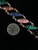 Vintage 12k GF Multi Gemstone Carved Scarab Link Chain Bracelet 8”