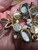 Rare Kramer MCM Vintage Faceted Cab Murano Multi Pastel Color Enamel Brooch Pin