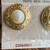 Vintage Givenchy Couture GG Logo G 1980’s Gold Plated Pearl Clip On Earrings 1”