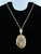 Antique Victorian Etruscan Revival GF Garnet Seed Pearl Locket Necklace 24”