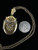 Antique Victorian Etruscan Revival GF Garnet Seed Pearl Locket Necklace 24”