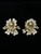 Vintage Miriam Haskell GP Pearlized Poured Pressed Glass Floral Clip On Earrings